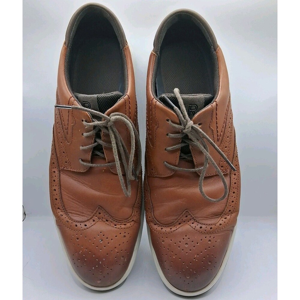Rockport Mens 10 M Noah Cognac Brown Leather Wingtip Oxfords activSOLE truTECH